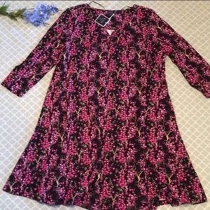 Kaari Pink Black Floral Dress 2X NWT